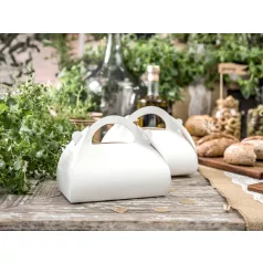 Dekoratív esküvői tortadoboz fehér 16x8.5x9.5cm (10 db)