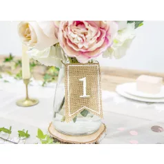 Juta asztalszámok 1-20-ig, fehér nyomattal (20 db)