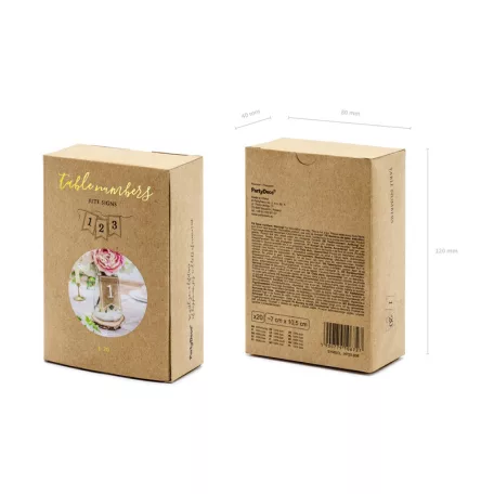 Juta asztalszámok 1-20-ig, fehér nyomattal (20 db)