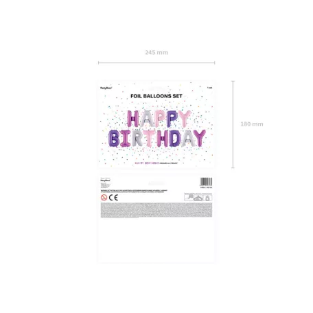 Fólia lufi Happy Birthday felirat Lila (340x35 cm)