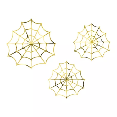 Papírdekoráció arany pókhálók (3 db)