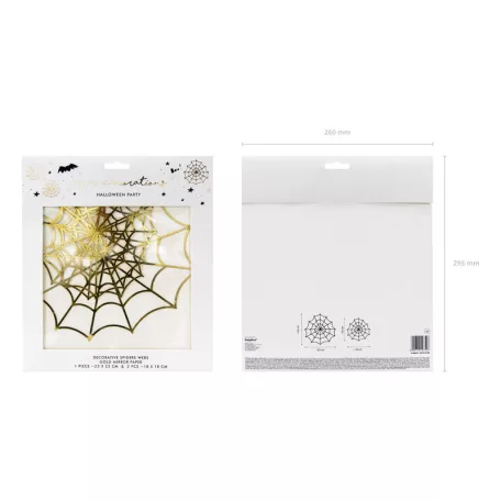 Papírdekoráció arany pókhálók (3 db)
