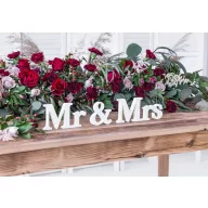 Fából készült Mr & Mrs felirat - fehér 50x9,5 cm
