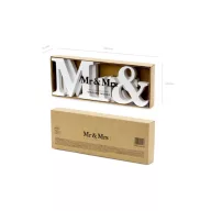 Fából készült Mr & Mrs felirat - fehér 50x9,5 cm