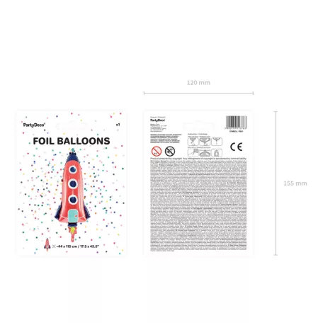 Rakéta Fólia lufi Űrhajós party 44x115cm