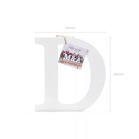 Fa dekoráció betű D (fehér - 19.5x20cm)
