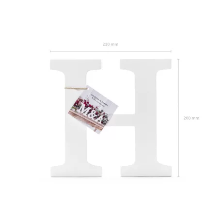 Fa dekoráció betű H (fehér - 21x20cm)