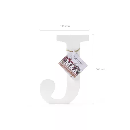 Fa dekoráció betű J (fehér - 14.5x20cm)