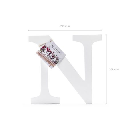 Fa dekoráció betű N (fehér - 21.5x20cm)