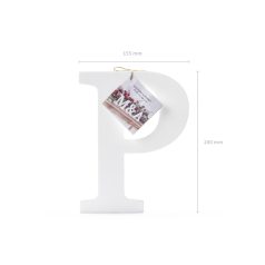 Fa dekoráció betű P (fehér - 15.5x20cm)