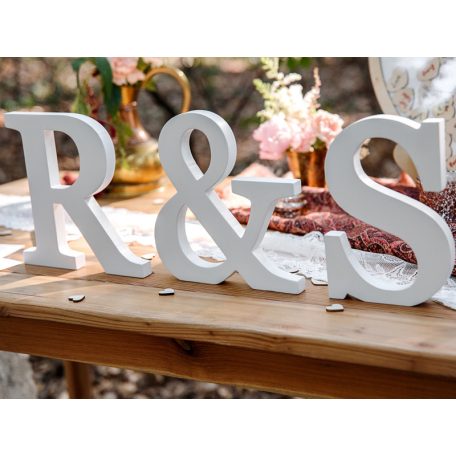 Fa dekoráció betű R (fehér - 19.5x20cm)