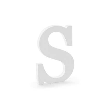 Fa dekoráció betű S (fehér - 14x20cm)