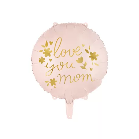 Fólia lufi ''Love you mom'' felirattal, rózsaszín