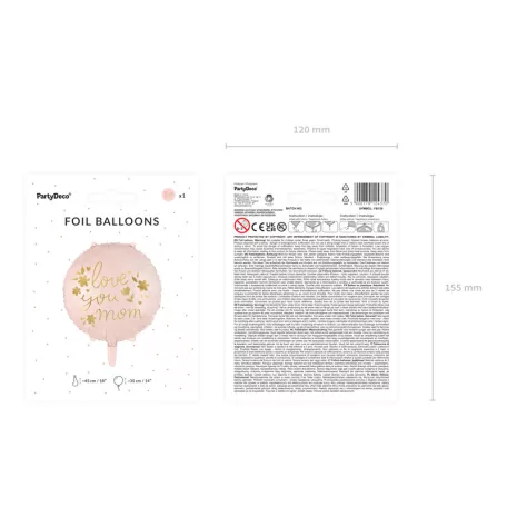 Fólia lufi ''Love you mom'' felirattal, rózsaszín