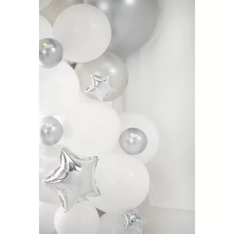 Csillag fólia lufi 10 cm ezüst (25 db)
