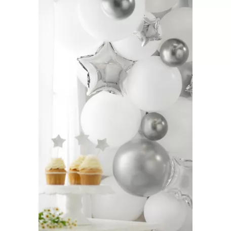 Csillag fólia lufi 21 cm ezüst (25 db)