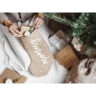 Dekoratív karácsonyi juta zokni "Mommy" felirattal