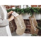 Dekoratív karácsonyi juta zokni "Mommy" felirattal