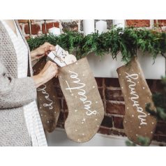   Dekoratív karácsonyi juta zokni "Sweetie" felirattal