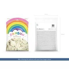 Szivárvány léggömb 23cm Metál fehér (100 db)