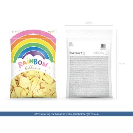 Szivárvány léggömb 30cm Metál krémszín (100 db)