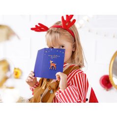 Karácsonyi üdvözlőlap Szarvas kitűzővel