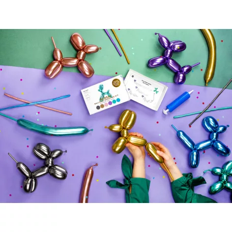 Fényes modellező lufik pumpával – vegyes színek, 130 cm (30 db)