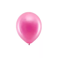 Szivárvány léggömb 23cm Metál fukszia (10 db)
