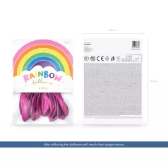 Szivárvány léggömb 23cm Metál fukszia (10 db)