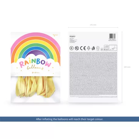 Szivárvány léggömb 30cm Metál krémszín (10 db)