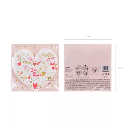 Szalvéta szív alakú - Girl power (20 db)