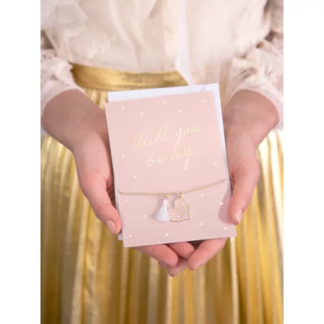 Üdvözlőlap karkötővel „Tiszteletbeli koszorúslány”