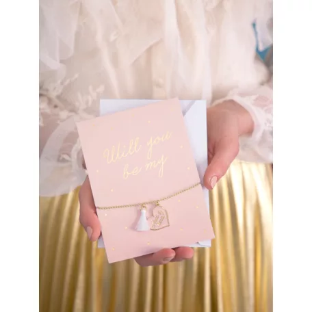 Üdvözlőlap karkötővel „Tiszteletbeli koszorúslány”