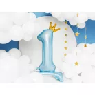 Álló szám fólia lufi ''1''  84cm égszínkék