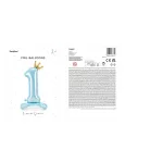 Álló szám fólia lufi ''1''  84cm égszínkék