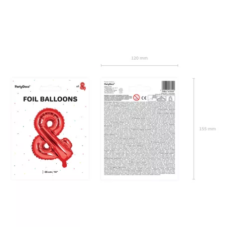 Fólia lufi ''&'' 35cm piros