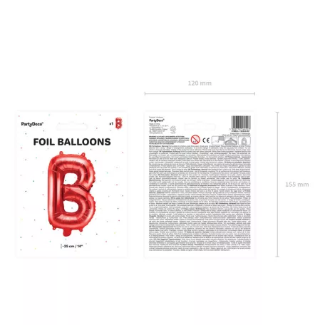 "B" betű fólia lufi 35cm piros