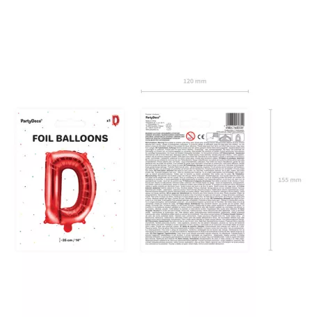 "D" betű fólia lufi 35cm piros