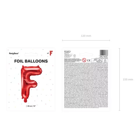 "F" betű fólia lufi 35cm piros