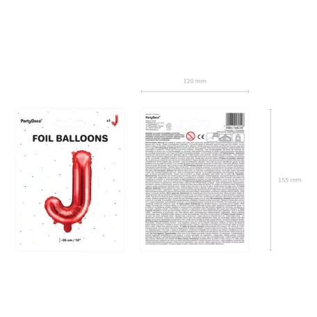 "J" betű fólia lufi 35cm piros