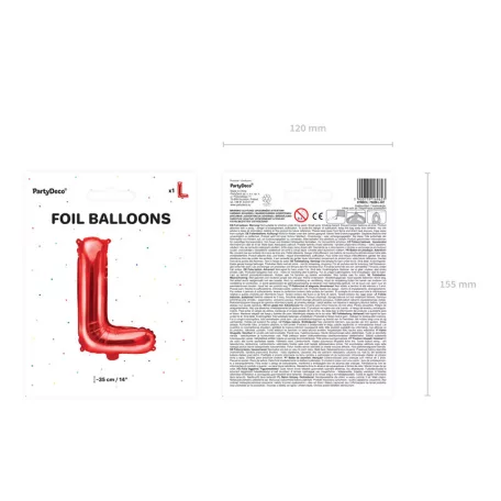 "L" betű fólia lufi 35cm piros