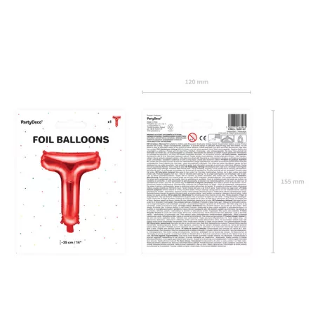 "T" betű fólia lufi 35cm piros