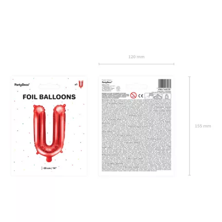 "U" betű fólia lufi 35cm piros
