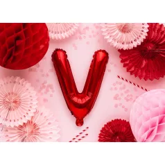 "V" betű fólia lufi 35cm piros