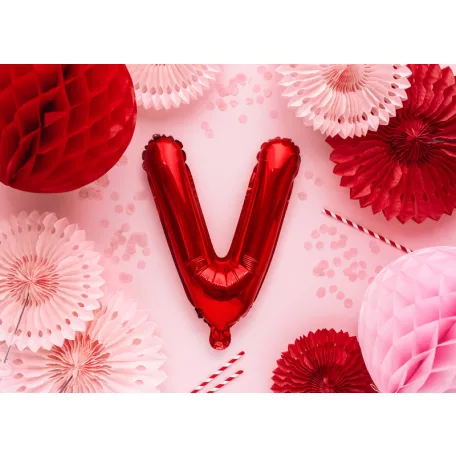 "V" betű fólia lufi 35cm piros