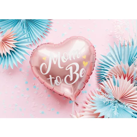 Fólia lufi "Mom to Be" felirattal, rózsaszín