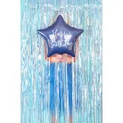 Csillag fólia lufi "Happy Birthday" felirattal, sötétkék