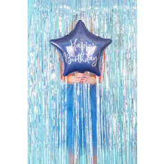   Csillag fólia lufi "Happy Birthday" felirattal, sötétkék