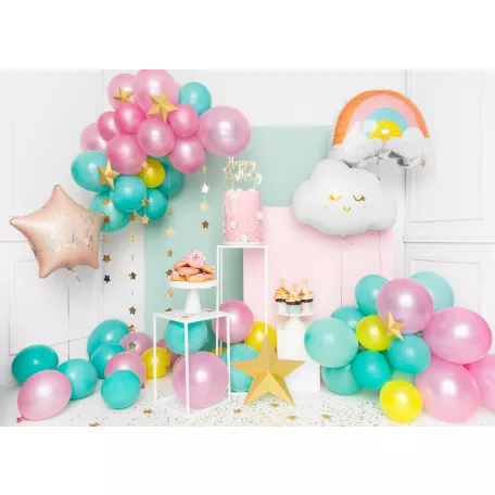 Fólia lufi "Happy Birthday" 40cm light púder rózsaszín