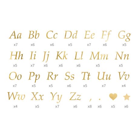 Lufi dekoráció - arany betűmatrica készlet